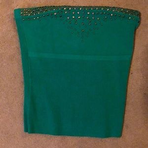 Cache tube top in hunter green